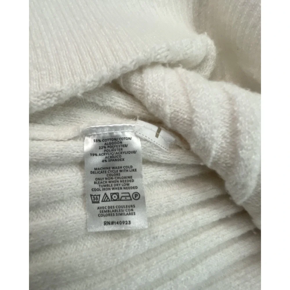 LOFT WOMENS IVORY RIBBED BUTTON FRONT CARDIGAN SWEATER SIZE M SOFT KNIT